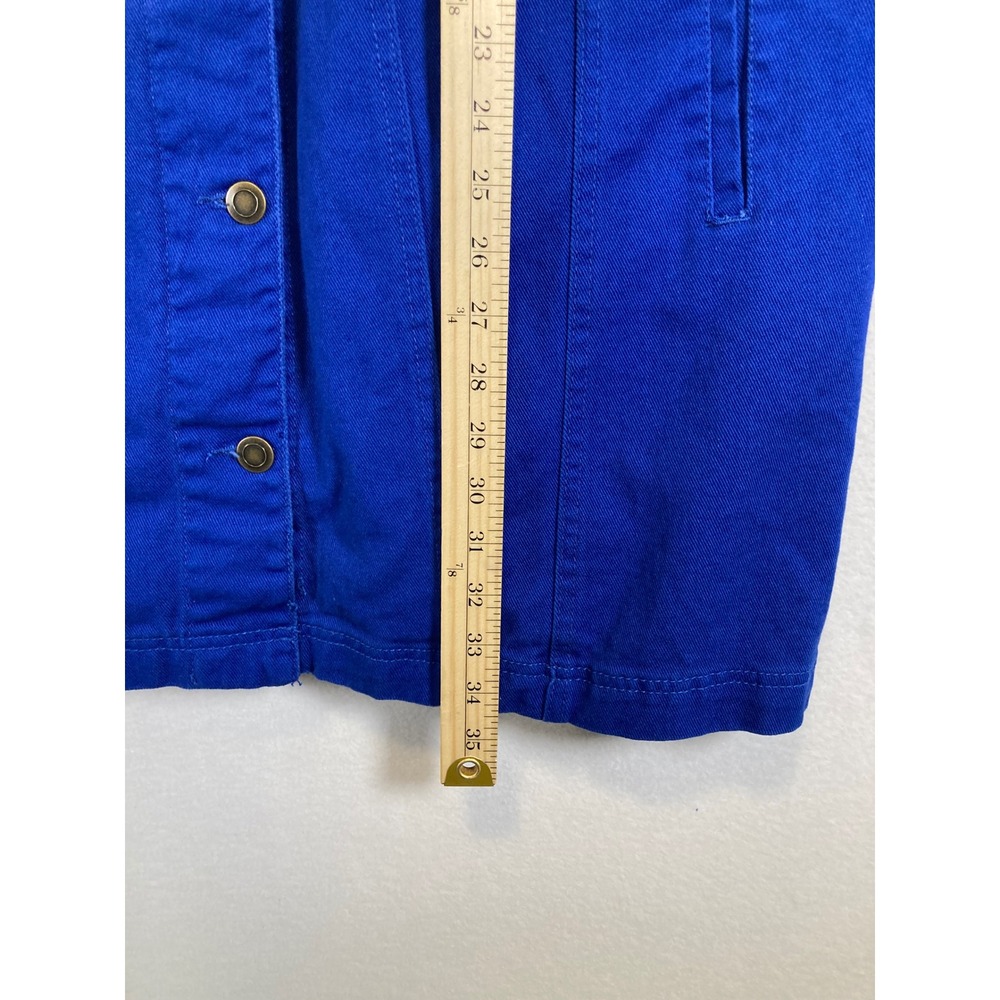 Vibrant Jessica London Womens 18W Cobalt Blue Cotton Longline‎ Chore Jacket - Picture 6 of 11